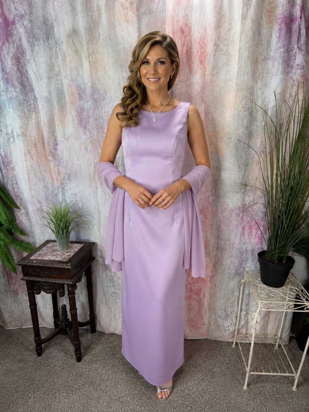 VTG📌Michaelangelo 90's Satin Mother of the Bride - Formal Gown with Shawl